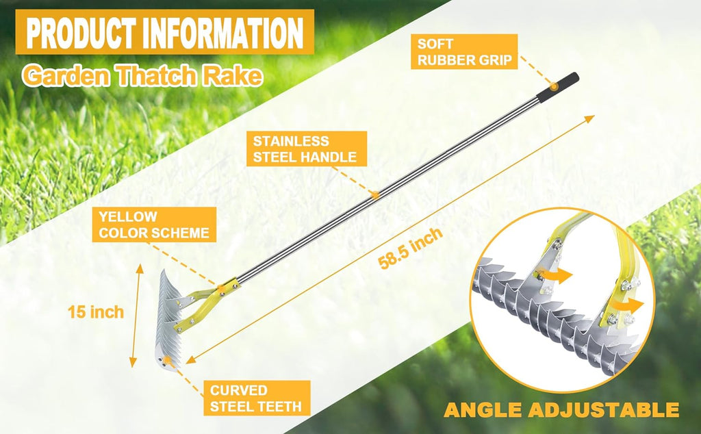 Double-Sided Angle-Adjustable Thatching Rake