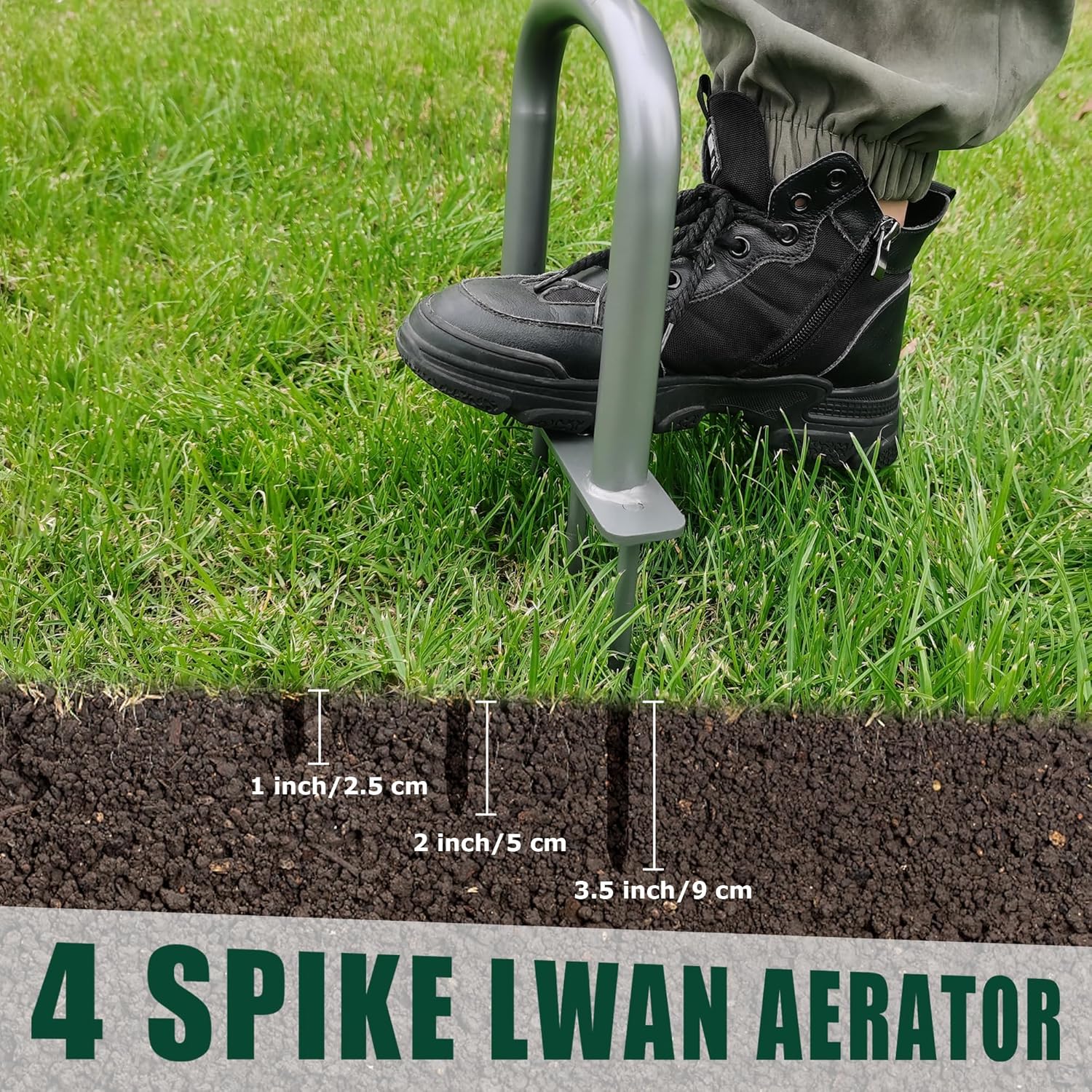 Manual Lawn Aerator  Hardened Steel Spikes